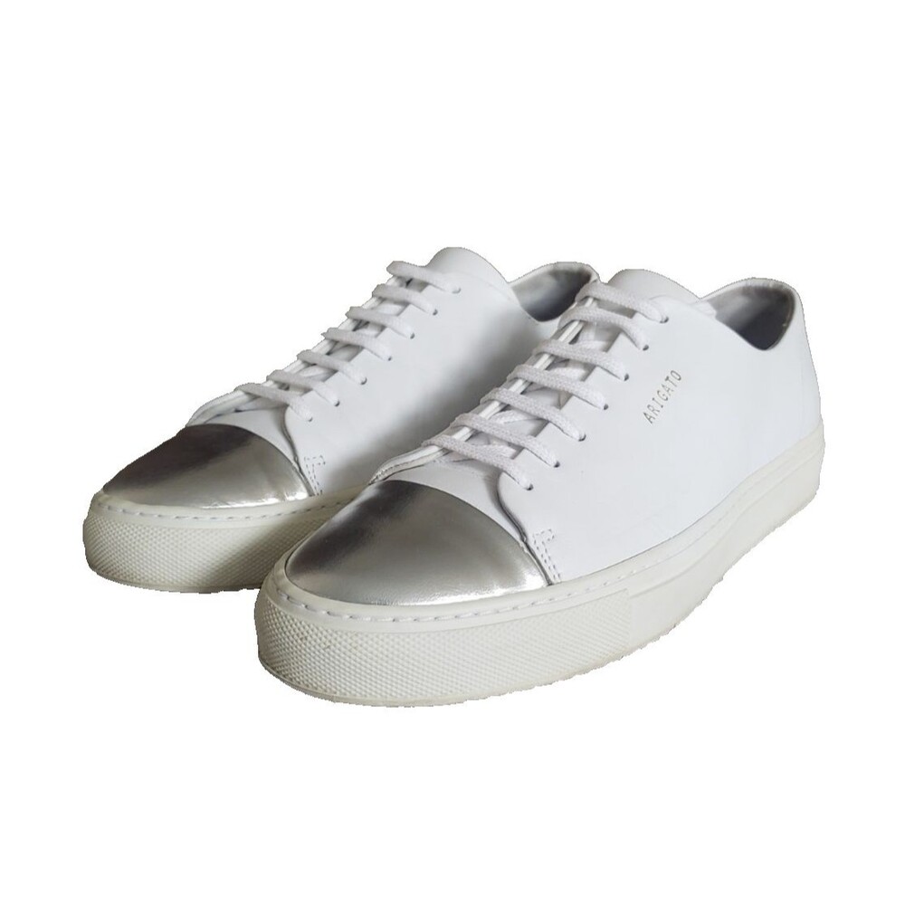 Axel Arigato Womens Sz 8.5 EU 39 White Leather Lace Up Sneakers Metallic Cap-Toe
